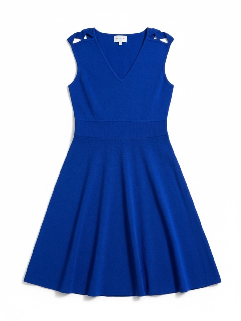 Milly Cobalt Blue Cut-Out Fit-and-Flare Midi Dress Size Small EUC‎
